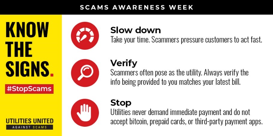 utility scam awareness graphic