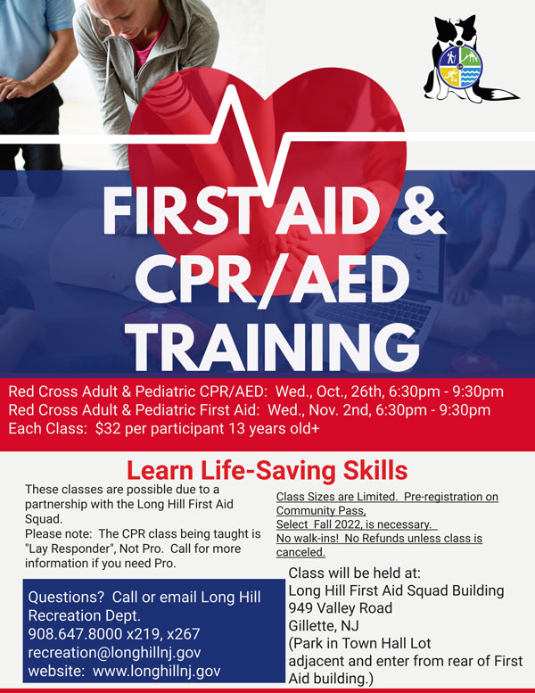 Fall 2022 First Aid CPR Classes Flyer