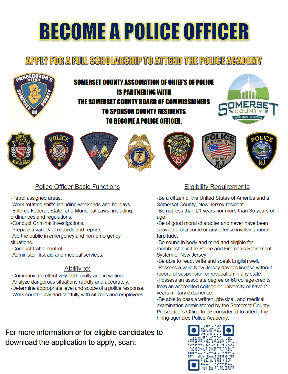 police academy scholarship flyer
