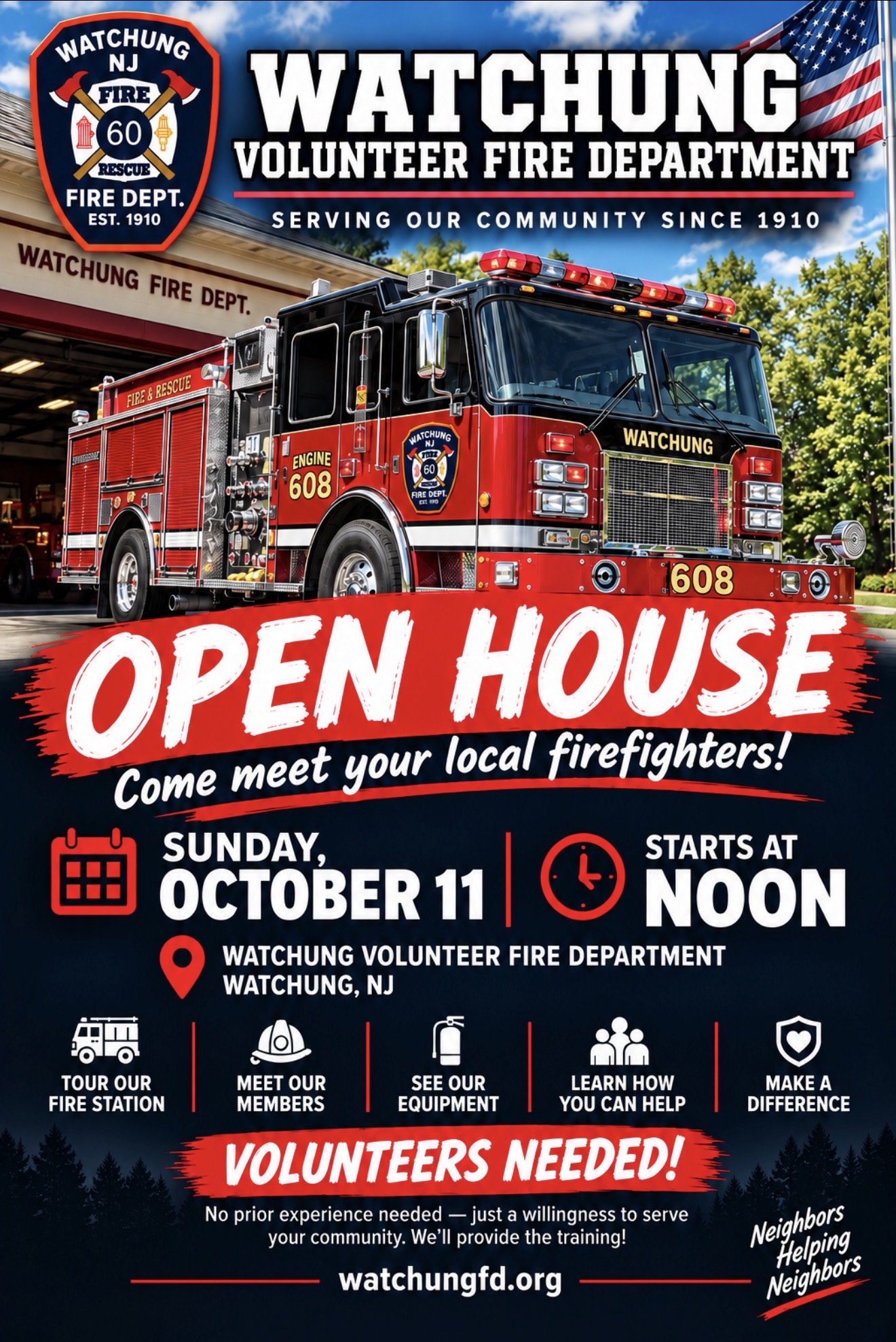 Watchung Volunteer Fire Department Open House flyer